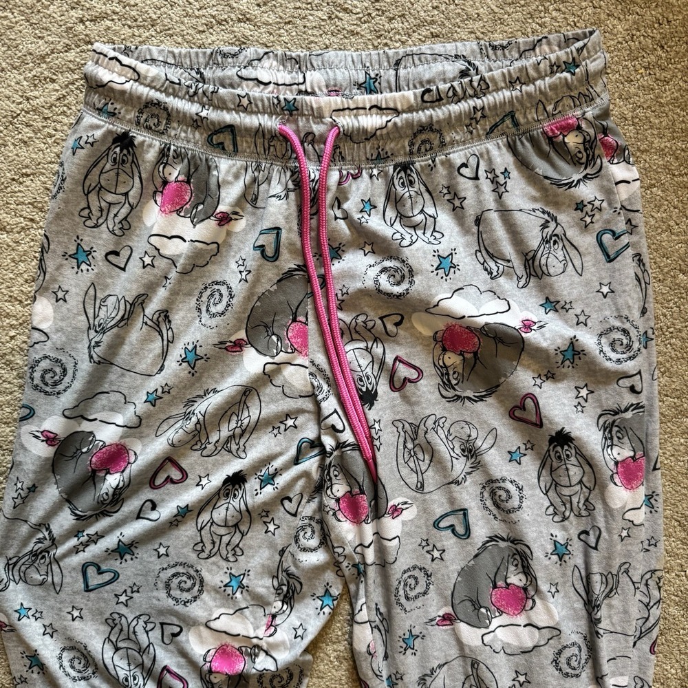 DISNEY Gray Print Eeyore Sleep Pants Pink~ SIZE L (12/14) ~ Super Soft & Snuggly - Picture 5 of 7